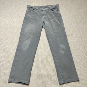 Faherty Brand Mens 5-Pocket Pants Gray Straight Leg Size 34x28 Stretch Cotton